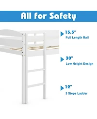 Gouun Kids Twin Low Loft Bed with Ladder and Protective Guard Rail