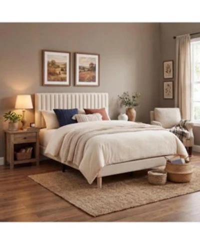 gaomon Upholstered Platform Bed with Adjustable Tufted Headboard Slat Support