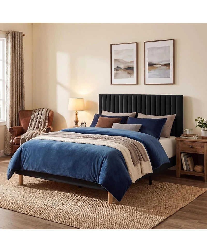 gaomon Upholstered Platform Bed with Adjustable Tufted Headboard and Slat Support