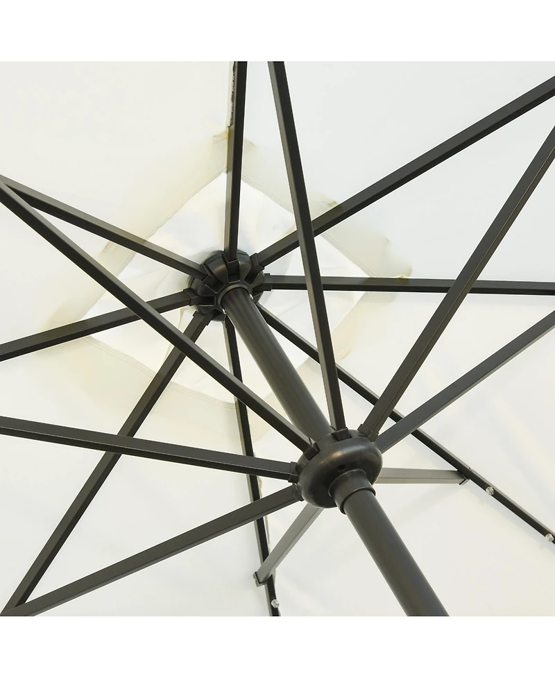 Outsunny 9' x 7' Solar Umbrella, Patio Umbrella with Led Lights