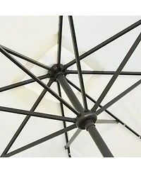 Outsunny 9' x 7' Solar Umbrella, Patio Umbrella with Led Lights