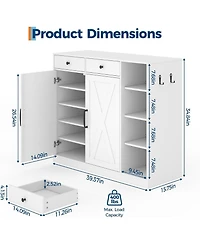 gaomon Shoe Storage Cabinet, Modern Farmhouse Shoe Rack Organizer with 6 Adjustable Shelves and 2 Drawers Living Room