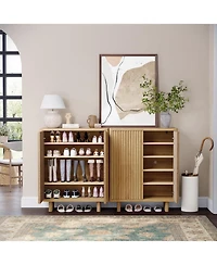 gaomon 41.5 Inch Shoe Cabinet with Fluted Door, 5-Tier Storage with 4 Adjustable Shelves