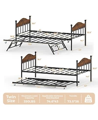 gaomon Metal Daybed with Optional Trundle Stylish Headboard