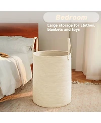 Gnuadz Woven Cotton Rope Laundry Hamper Storage Bin Gift Basket