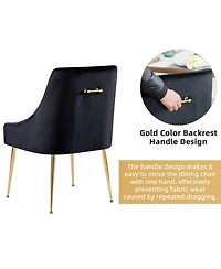 Dyhome Velvet Upholstered Dining Chairs Set of 6, Mid Century Modern Kitchen with 5.12" Cushions and Back Pull Rod