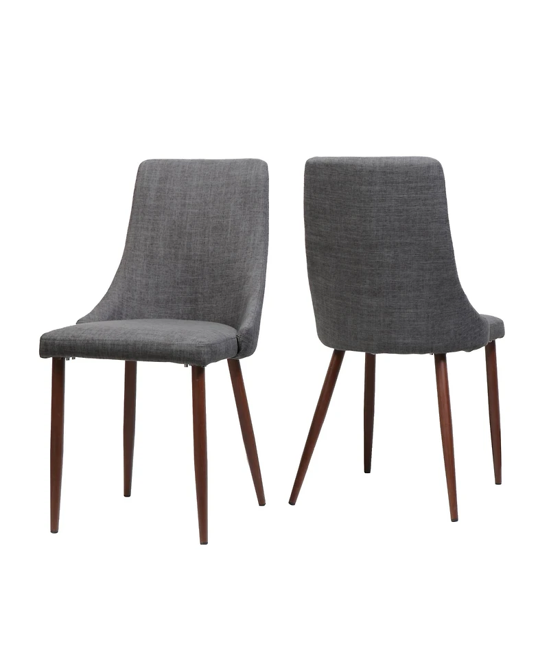 Rainsken Mid Century Modern Dining Chairs Set of 2, Fabric Upholstered Kitchen with Curved Backrest and Tapered Legs for Room