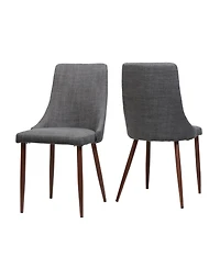 Rainsken Mid Century Modern Dining Chairs Set of 2, Fabric Upholstered Kitchen with Curved Backrest and Tapered Legs for Room