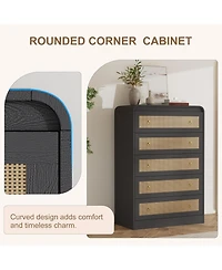 gaomon 31" Tall Rattan Drawer Dresser for Bedroom,Dressers and Chests of Drawers,Modern Chest Drawers Bedroom,Living Room,Hallway