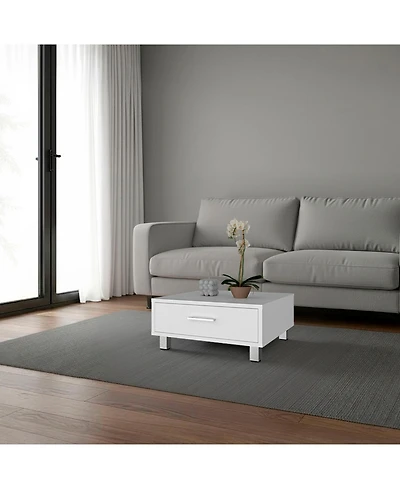 Fm Furniture Berd Coffee Table with Drawer and Metal Legs, Compact Design