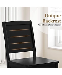 Gymax 4 Pcs Armless Wood Dining Chair w/ Rubber Wood Legs Curved Backrest Kitchen