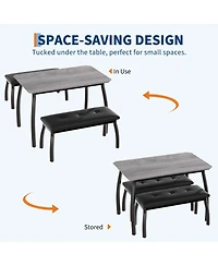 gaomon 3-Piece Modern Retro 2-Person Dining Table with Benches