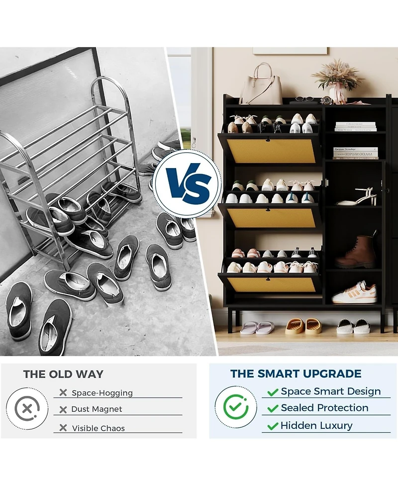 gaomon Freestanding Shoe Cabinet with 3 Flip Drawers and 5 Tier Shelves