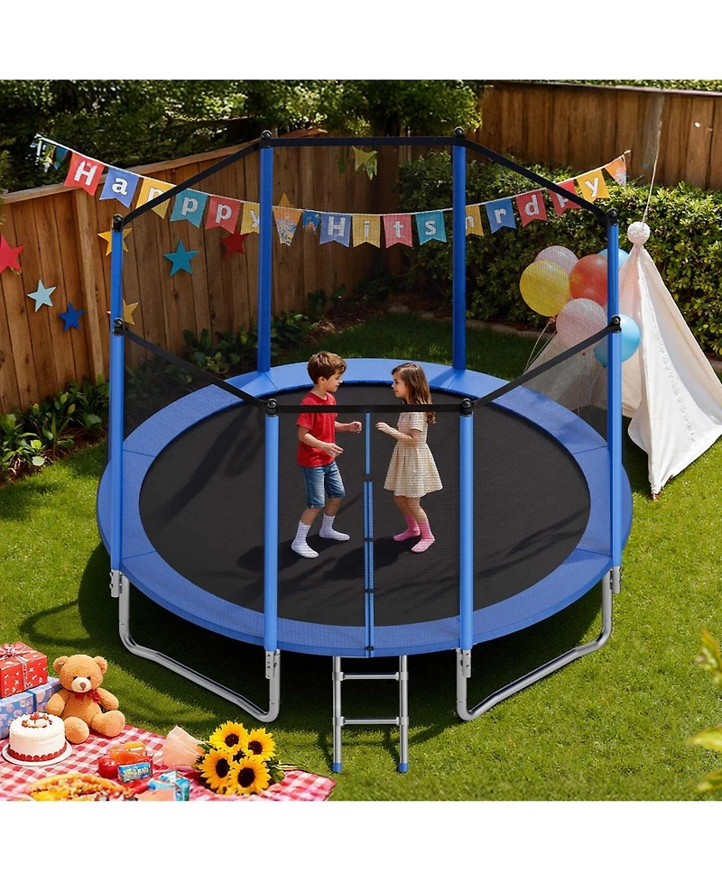 Mecale 12 Ft Outdoor Trampoline with Enclosure Net 400 lbs Capacity