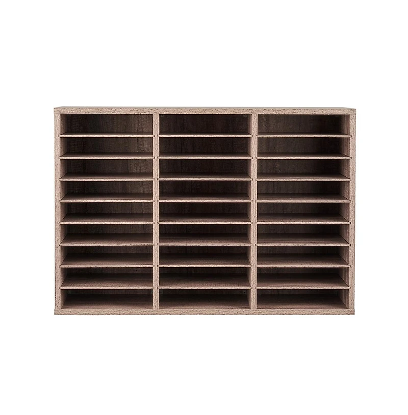 Sugift 27-Compartment Wood Literature Organizer, Office Mail Sorter with Removable Shelves, File Sorter for Home Classroom
