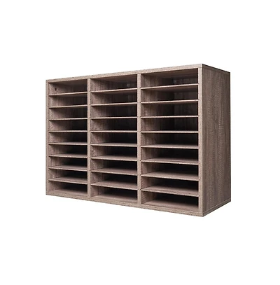 Sugift 27-Compartment Wood Literature Organizer, Office Mail Sorter with Removable Shelves, File Sorter for Home Classroom