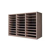 Sugift 27-Compartment Wood Literature Organizer, Office Mail Sorter with Removable Shelves, File Sorter for Home Classroom