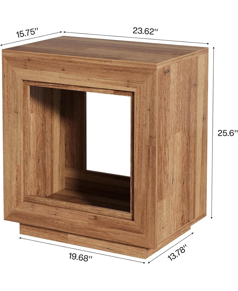 Tribesigns End Table, 24" Side Table with Storage Shelf, Farmhouse Style