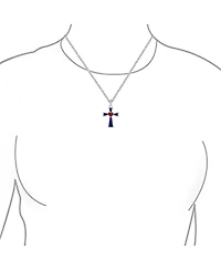 Bling Jewelry Turquoise Lapis and Heart Religious Cross Necklace Pendant