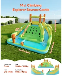 Mecale Bounce House Water Slide 13.3 x 11.4 Ft with Climbing Wall, Ages 3