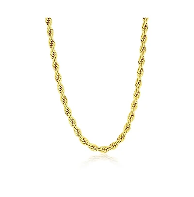 Metallo Stainless Steel Gold Plated, 20" Unisex Rope Chain Necklace