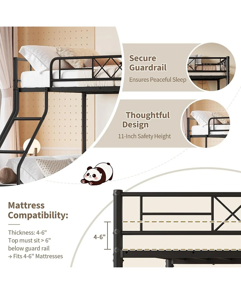 gaomon Bunk Bed Heavy Duty Metal with Ladder and Safety Rails, No Box Spring Required