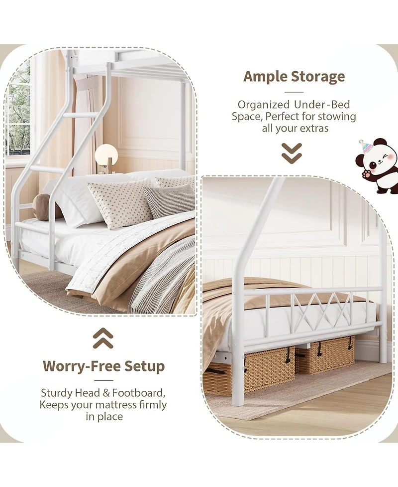 gaomon Bunk Bed Heavy Duty Metal with Ladder and Safety Rails, No Box Spring Required