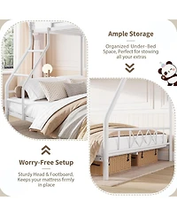 gaomon Bunk Bed Heavy Duty Metal with Ladder and Safety Rails, No Box Spring Required