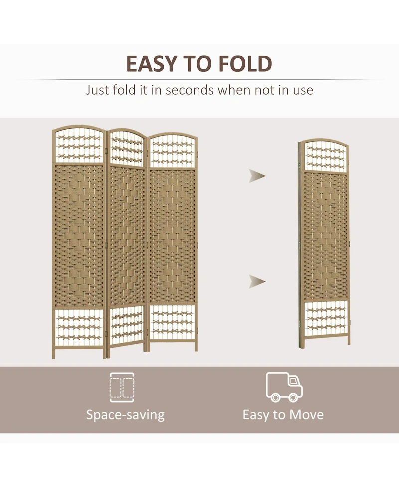 Rainsken 3 Panel Room Divider, 5.6 ft Tall Wave Fiber Freestanding Partition Wall Divider, for Bedroom Home Office, No Assembly Required