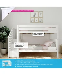 Max and Lily Bed Frame, Farmhouse Solid Wood Platform with Slatted Headboard