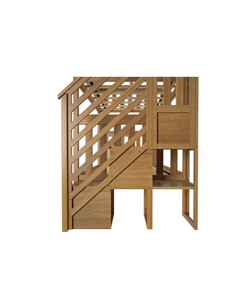 Max and Lily Bed Frame, Farmhouse Solid Wood Platform with Slatted Headboard