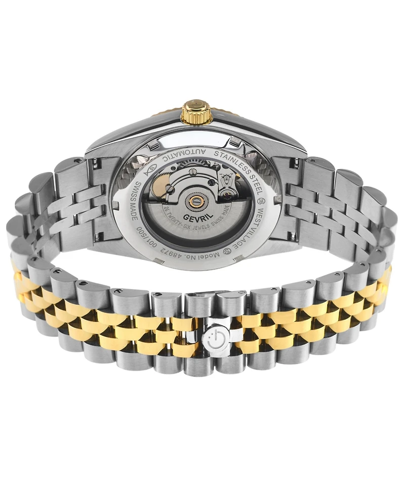 Gevril Men's West Village Swiss Automatic Two toned Ss Ipyg Bracelet Watch