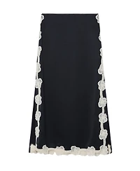 Reiss Women's Satin Floral-Lace Trim Midi Skirt