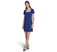 Karl Lagerfeld Paris Women's Bow Trim Scuba Crepe Sheath Dress