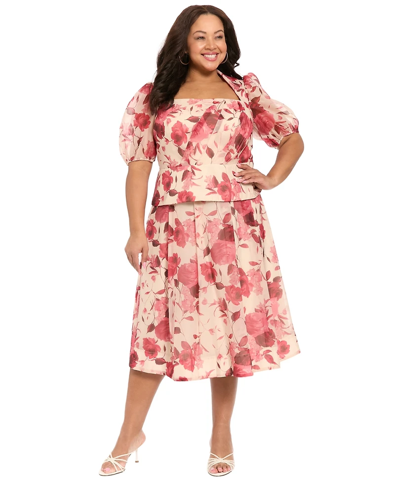 Muse Plus Pleated Organza Midi Skirt