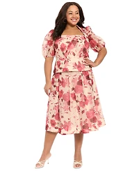 Muse Plus Pleated Organza Midi Skirt