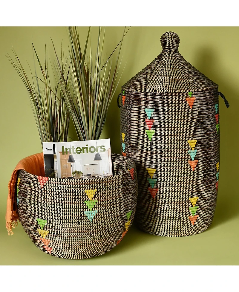 African Modern, Prism Triangles Slender Laurel Hamper Basket