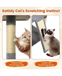 Cozito Cat Tree 65 in with 3 Upholstered Perches and 2 Condos