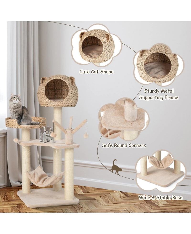 Cozito Cat Tree Multi-Level with Condo Hammock and Hanging Balls