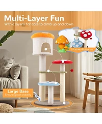 Cozito Cat Tree Mushroom Style with Sisal Posts and Top Condo