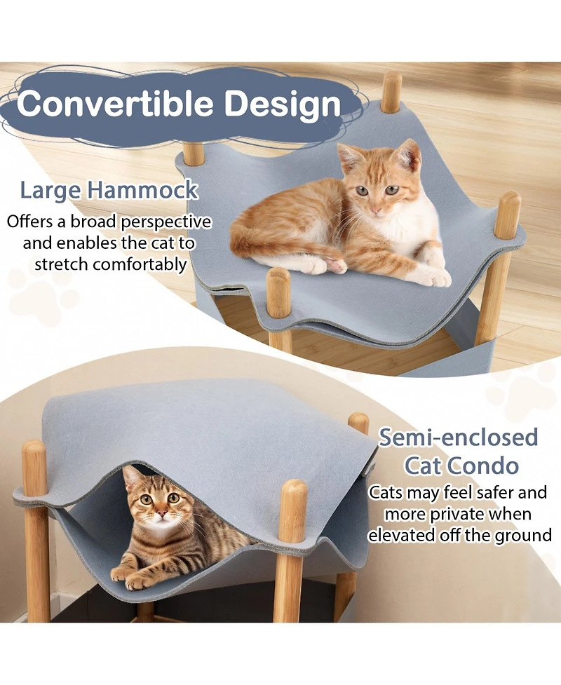 Cozito Cat House 2-Tier Wooden with Semi-Enclosed Condo