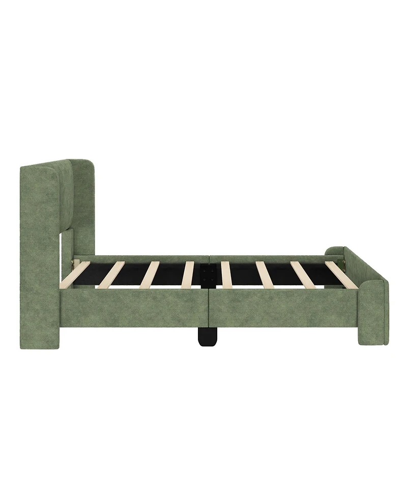 Max & Lily Upholstered Bed with Rectangular Headboard Drawer Side Storage