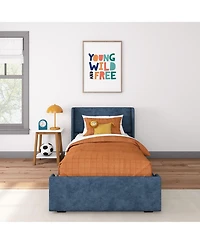 Max & Lily Upholstered Bed with Rectangular Headboard Drawer Side Storage