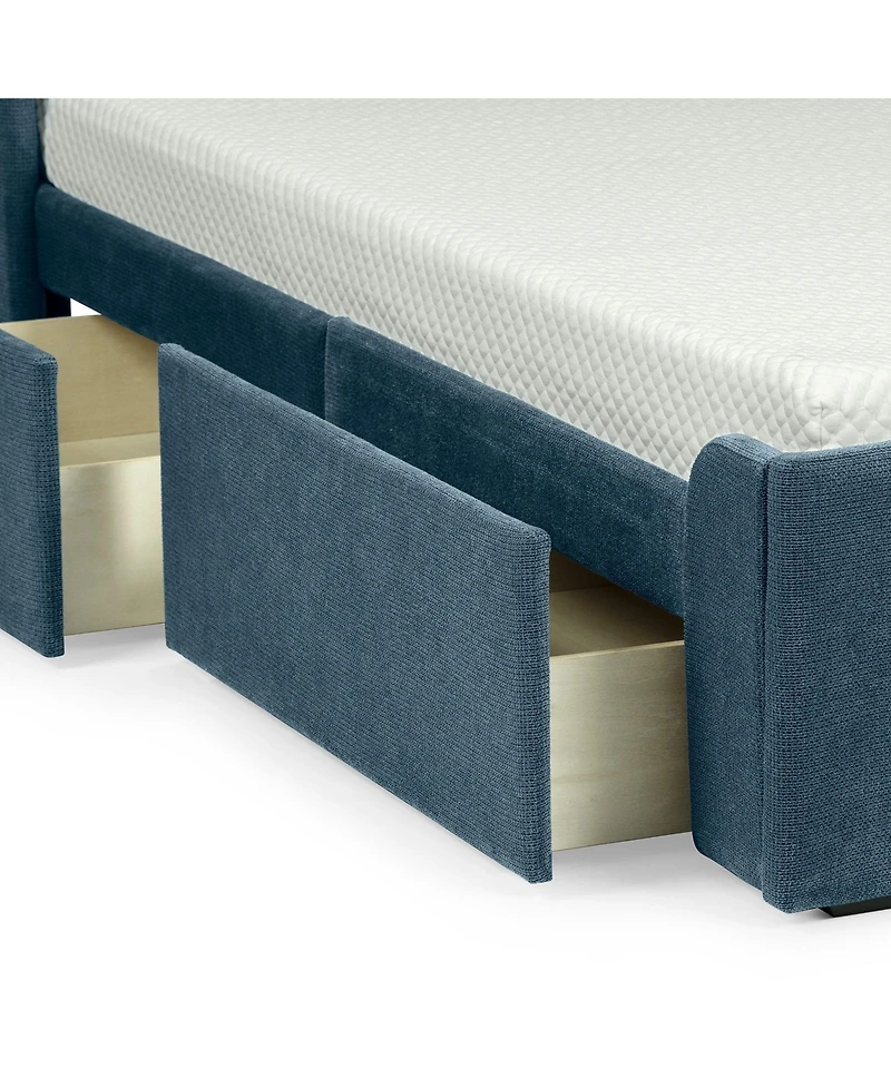 Max & Lily Upholstered Bed with Rectangular Headboard Drawer Side Storage