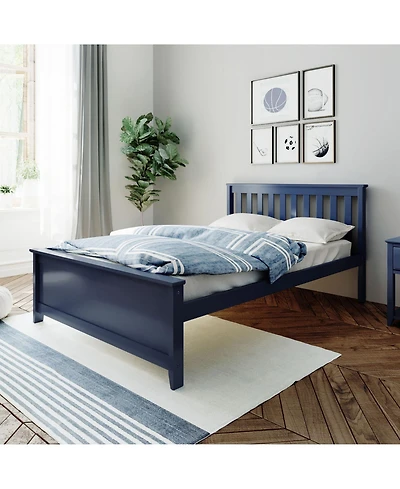 Max & Lily Bed Frame with Headboard, Solid Wood Platform for Kids