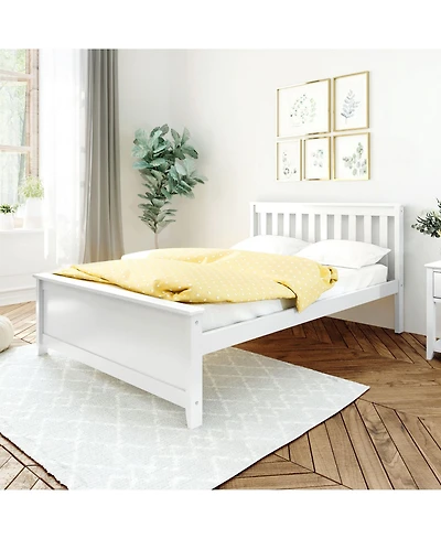 Max & Lily Bed Frame with Headboard, Solid Wood Platform for Kids