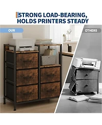 gaomon Lateral File Cabinet with 5 Fabric Drawers - 24.8" Filing Cabinet, Rustic Printer Stand, Office Organizer Cabinet, Fits Letter Files