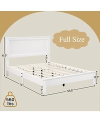 Slickblue Modern Platform Bed Frame with Tall Headboard, Strong Slat Support, Noise Free Design