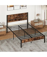 Slickblue Modern Bed Frame with Tall Headboard and Mute Bar Structure for Quiet Stability