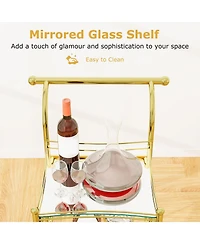 Slickblue 3 Tier Bar Cart on Wheels with Mirrored Shelves for Home Entertaining
